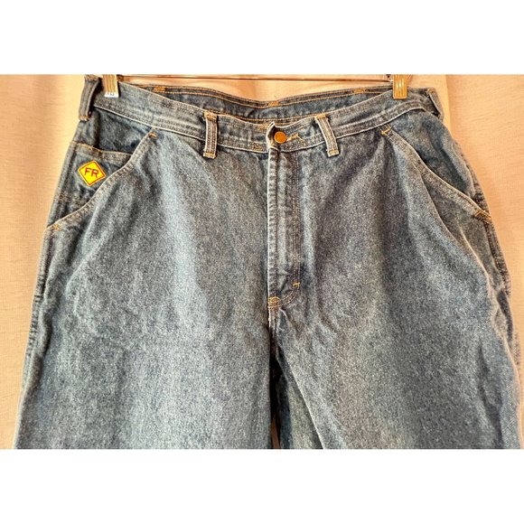Saf-Tech Flame Resistant Carpenter Jeans HRC2 Blue Straight Leg Cotton 36x30 EUC - Picture 6 of 16